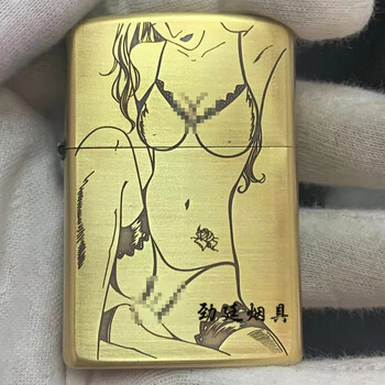 zippo煤油防风打火机原装进口新款黄铜双面雕刻性感美女纹身内衣女郎