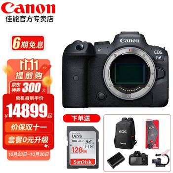 佳能（Canon） 佳能 EOS R6 微单相机 数码相机 全画幅专业微单 Vlog相机4K短片拍摄 单机身独立包装【下单送价值1299元大礼包】 官方标配