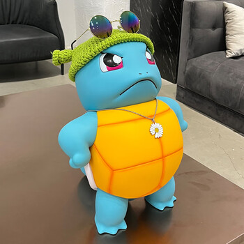 靓趣傲娇生气杰尼龟摆件车载大摆件头盔墨镜款玩偶汽车生日礼物43厘米