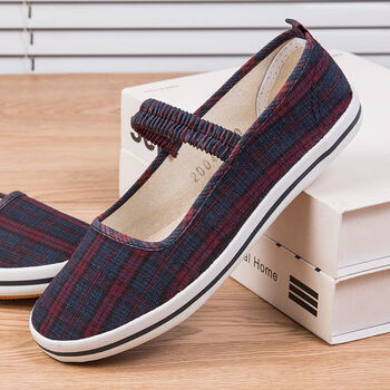 赛格老北京布鞋女女鞋秋季2022新款橡胶底防滑格子舞蹈淑女鞋 19-2