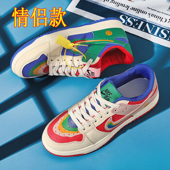 耐克(nike)小白鞋aj女鞋2023新款厚底彩虹鸳鸯鞋糖果拼色休闲运动板鞋