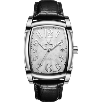 特威斯tevise全自动机械表酒桶型时尚潮流手表男士真牛皮表带防水夜光