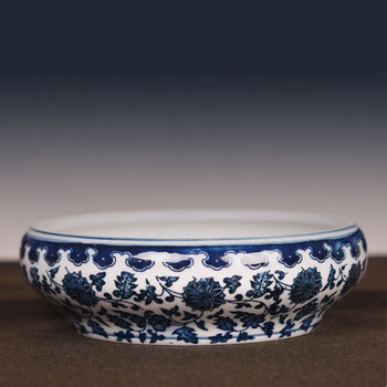 臻言青花瓷笔洗陶瓷景德镇仿古墨池洗毛笔缸笔器笔碗水浅国画工具水盆