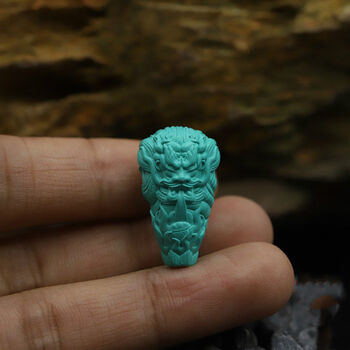 优化高瓷绿松石龙三通佛头手串配饰套装雕刻件隔珠单珠背云顶珠绿色龙