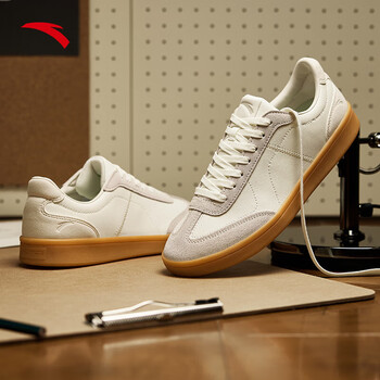 安踏板鞋男德训鞋男鞋夏季小白鞋复古白色休闲运动鞋
