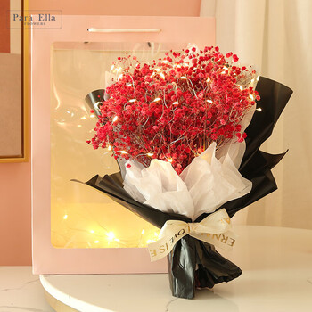 para ella 红色满天星花束 永生花满天星花束平安夜圣诞节礼物表白