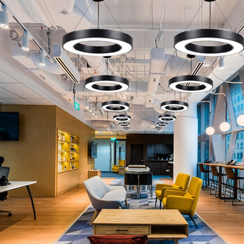 led圆形吊灯环灯工业风商场办公室造型灯实心圆商用吊线灯 c实心45m