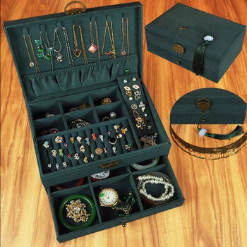 oein首饰盒中国复古耳钉耳环戒指大容量手镯饰品珠宝项链收纳抽屉款