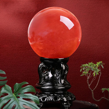 鲤梨 天然红色水晶球 招财转运球七星阵摆件办公室装饰高档礼物 新年