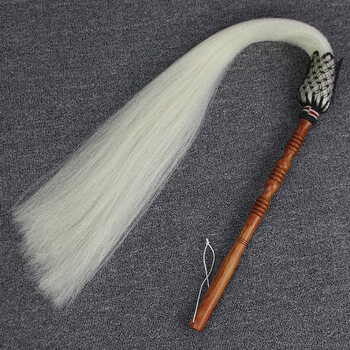 拂尘真马尾蝇甩子道教太极法器道具家用道士用品驱蚊防尘掸青红柄化纤