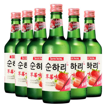 韩国进口 乐天 （Lotte）初饮初乐 草莓味配制酒 烧酒 果味酒 组合装 360ml*6瓶