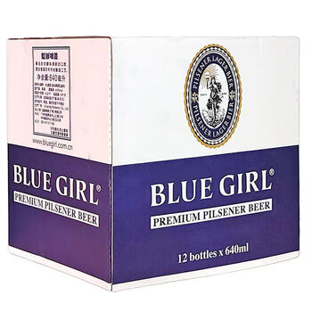 蓝妹蓝妹啤酒640ml*12瓶装blue girl大蓝妹黄啤酒大瓶整箱装 整箱装