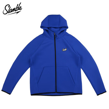 SLAMBLE秋季新款空气层连帽拉链卫衣男帽衫休闲运动百搭上衣外套 宝蓝 2XL