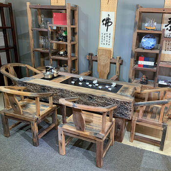 唐博士 船木茶桌 老船木原生态无漆龙骨茶桌椅组合客厅实木仿古泡茶台