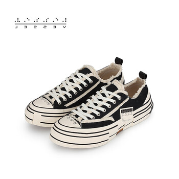 【官方发售】xVESSEL网红同款休闲低帮黑色情侣硫化鞋套装S19X001B黑色 38