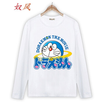 动漫长袖t恤叮当猫机器猫新款卡通宽松情侣装秋装大码男女衣服1童装s