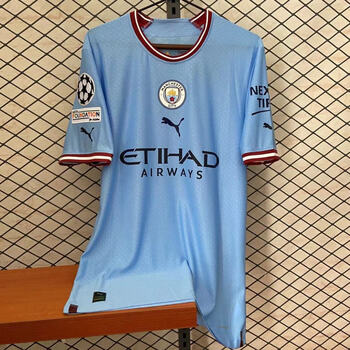 恭盈欧冠决赛曼城主场2223曼城球衣球员版9号哈兰德足球服定制9号哈兰