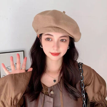 针织贝雷帽显脸小-【摩卡色】