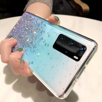 双杰仕华为p40pro手机壳女款全包气囊防摔薄透明闪粉p40流星硅胶女款