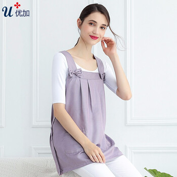 优加孕妇X服孕妇装银纤维全银纤维衣服马甲裙上班四季款 雪青色银纤维马甲 XXL