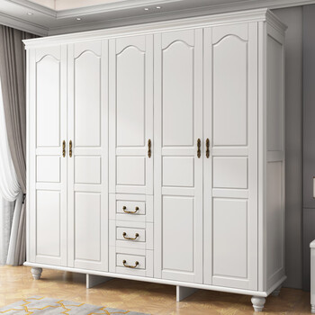 格之美美式实木衣柜轻奢三四五对开门衣橱现代简约白色大衣柜卧室衣柜