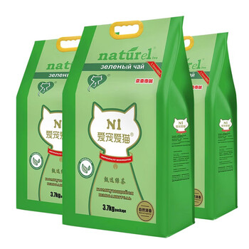 N1 爱宠爱猫N1甄红茶绿茶豆腐猫砂11.1kg结团紧实可冲厕所 甄茶系列 【1.5】甄绿茶豆腐砂3.7kg*3包
