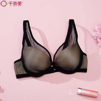 千奈美文胸性感镂空网纱舒适光滑内衣中模杯聚拢收副乳上托调整型胸罩