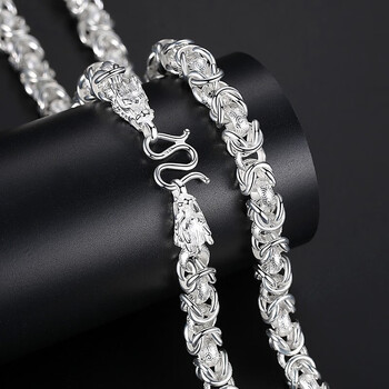 梦至尊s999龙头项链男士时尚霸气链子足银潮男项链银饰礼物粗65毫米长