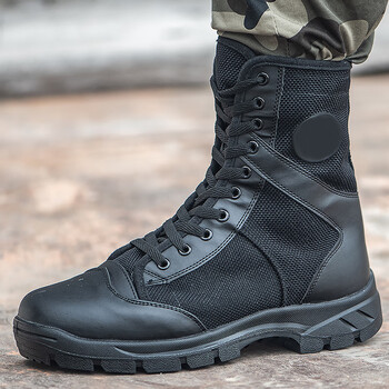 虎途森执勤安保特训军训保安靴男 黑色户外 训靴作战靴女春夏季高帮
