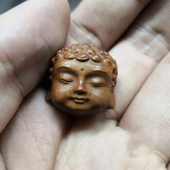 轩野 印度老山檀香黑肉佛头佛首手链配饰diy手串男女手工雕刻散珠佛头