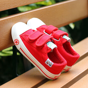 童鞋儿童帆布鞋男童女童休闲鞋夏季单鞋平底鞋小学生球鞋抖音 红色 34