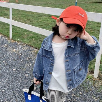 凌纤麦童装女童韩版时尚牛仔外套春秋季312岁中大童女孩洋气短款薄