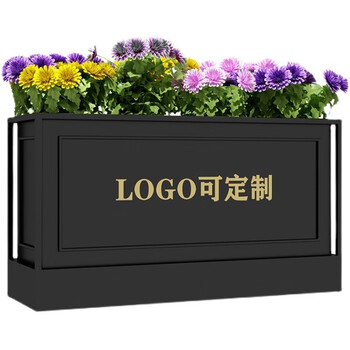 户外铁艺花箱花架花坛创意外摆售楼部广场移动树箱组合咖啡厅花槽黑色