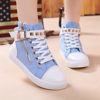 知藤中学生初中女生高帮运动鞋秋季平底休闲高腰鞋小白鞋2023新款女鞋