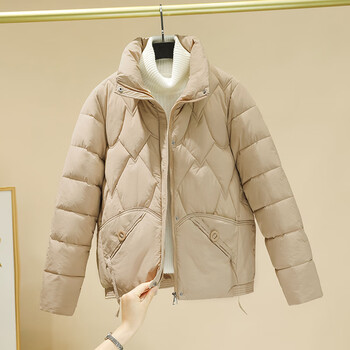 雪中飞短款棉衣女新款加厚小个子棉服韩版冬季修身卡其色2xl建议140