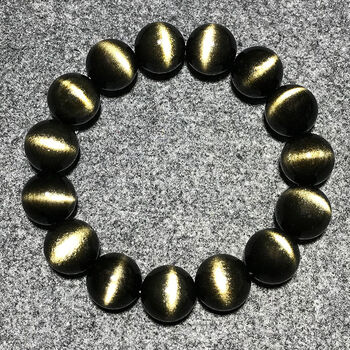 铭闽【】 天然猫眼金曜石手链 双金眼男士女猫眼石手串 金耀 限量版双