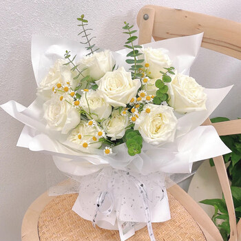 钰尚白玫瑰花束礼盒鲜花速递同城配送成都南宁济南沈阳重庆生日送花店