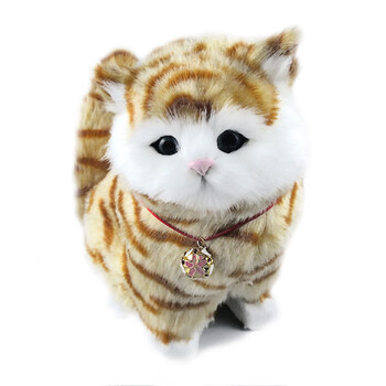 仿真猫咪毛绒玩具公仔摆件假猫会叫的猫猫小猫玩偶动物模型会仿毛大黄花纹送铃铛 图片价格品牌报价 京东