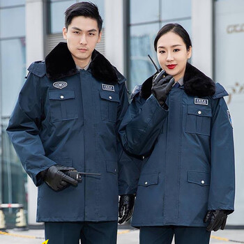 2011式新式保安冬季大衣墨绿色中长款保安服加绒加厚防寒防雨防风棉衣