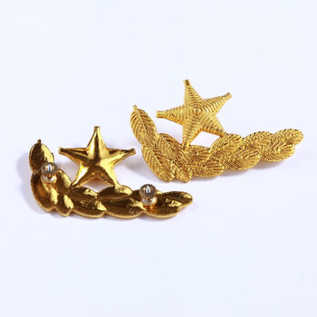 帝杰尔松枝叶领花乐队肩章领花肩牌演出锣鼓乐队标志硬肩金属黑色红色