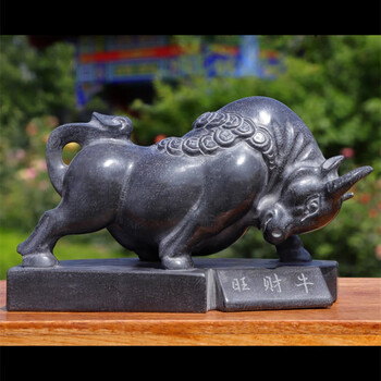 鲁寨石业嘉祥石雕青牛青石石头雕刻十二生肖牛旺市牛华尔街牛摆件