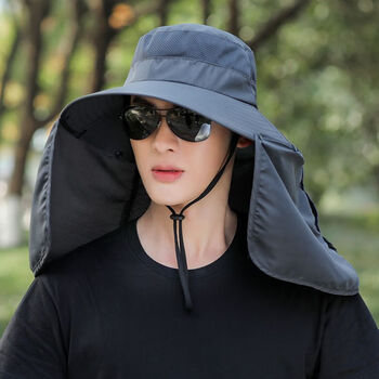 铭汇通斜阳帽子防晒帽男士夏季遮阳帽户外钓鱼帽大檐遮脸渔夫帽防紫外