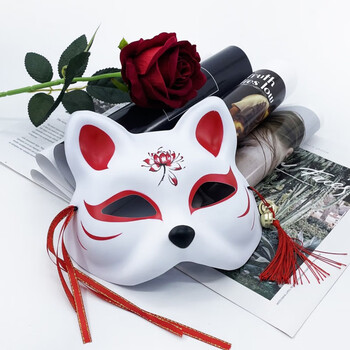 diy   狐狸面具半脸化妆舞会舞台diy手绘古风汉服万圣节动漫猫脸 彼岸