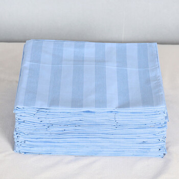 短云蓝缎条棉床单加密加厚诊所用被单医院病房病床床上用品单件褥单