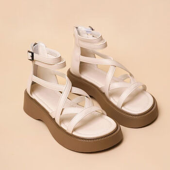 ebrukmare森马集团小众百搭时尚厚底凉鞋女休闲复古交叉编织后拉链