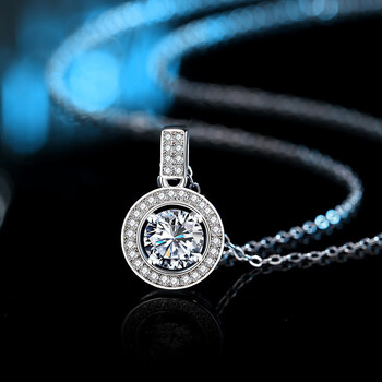 hadassah 925莫桑钻项链欧美经典款1克拉吊坠个性锁骨链礼物 莫桑钻