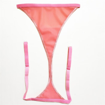 丁字裤胶皮女低腰紧身情趣乳胶内裤超紧游泳防水性感 粉红色细腰带 长