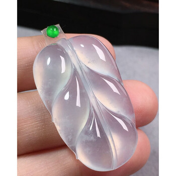 绿翠天成翡翠高冰种树叶叶子吊坠缅甸a货翡翠玉石送礼生日礼物女款