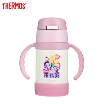 膳魔师THERMOS 儿童保温杯316不锈钢学生水杯硅胶把手全身可拆卸防滑耐摔小马宝莉联名款280ml