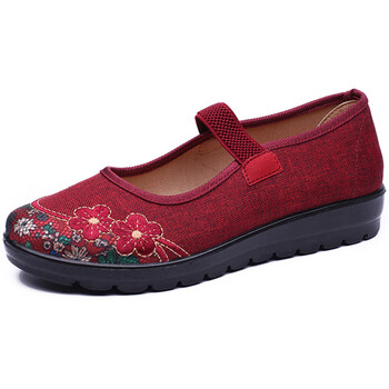 京晨老北京布鞋女中老年透气妈妈鞋软底防滑轻便休闲舒适奶奶老人鞋子 红色（春秋款）J7506 37